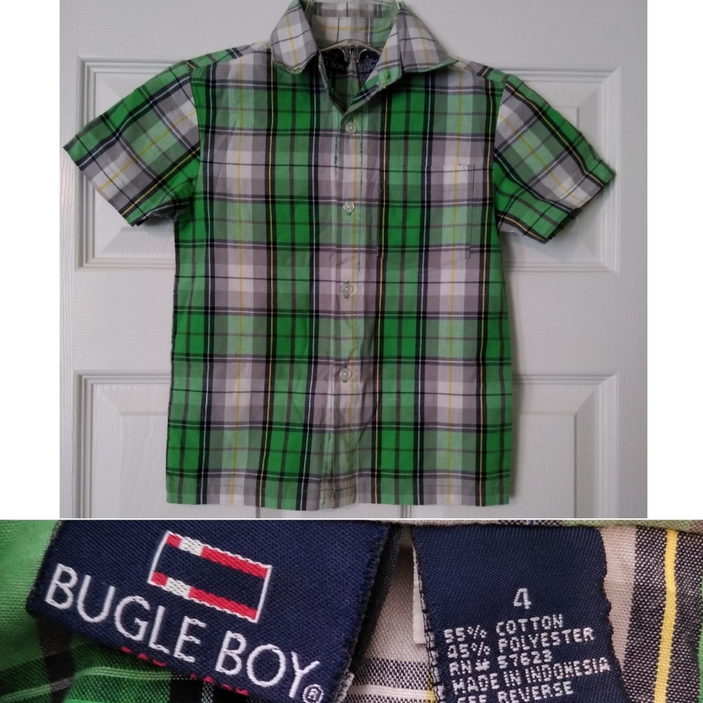 Bugle boy striped polo shirt boys size 4 green